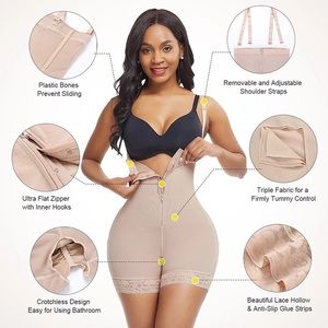 Beige Full Body Shaper / Waist Trainer W Straps